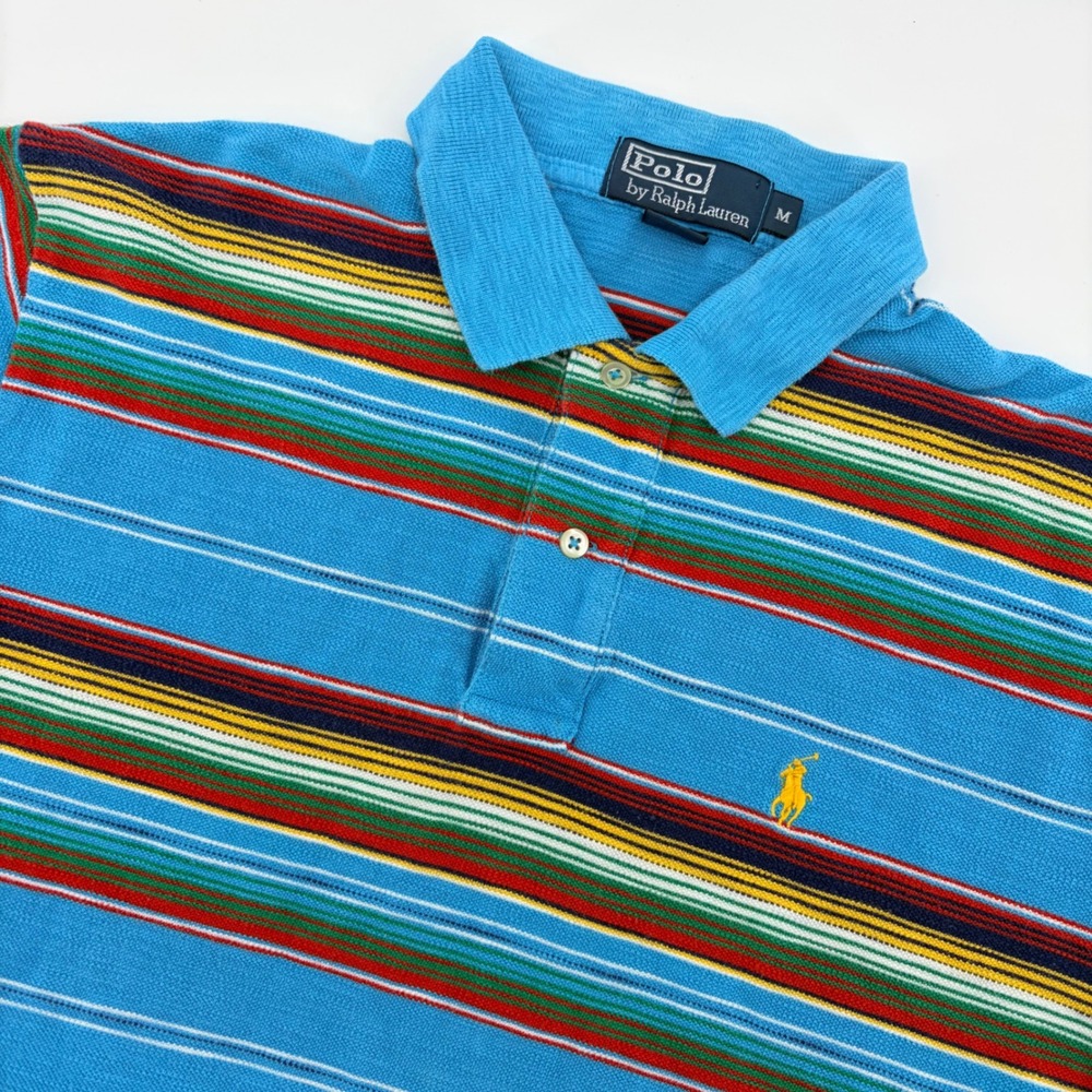 Vintage Polo‎ Ralph Lauren Serape Blanket Stripe Southwestern Style Polo Shirt M